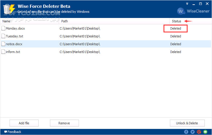 دانلود Wise Force Deleter 1.5.7.59 - دانلود حذف فایلهای غیر قابل حذف - سافت گذر