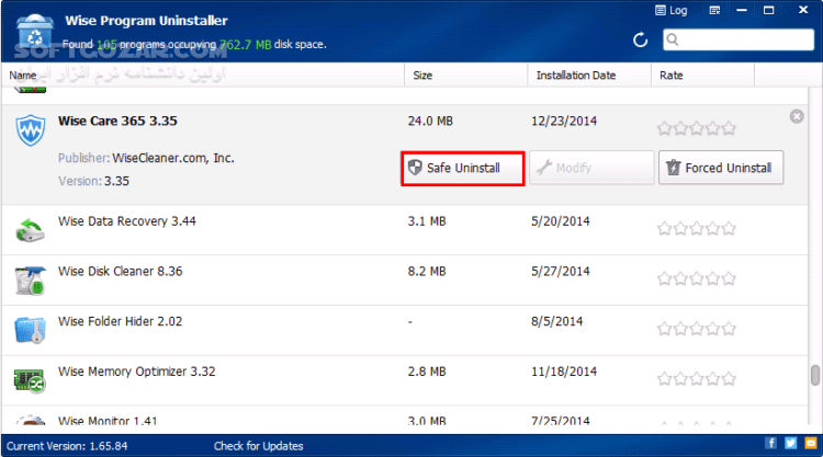 دانلود Wise Program Uninstaller 3.2.7.271 - دانلود حذف کامل نرم افزار ها وایز پروگرام آنیستالر - سافت گذر