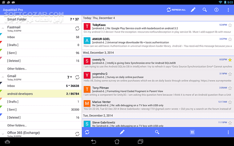 دانلود Aqua Mail Pro 1.55.2 for Android +5.0 - دانلود مدیریت ایمیل برای اندروید - سافت گذر