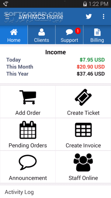 دانلود aWHMCS 2.8.2 for Android +3.2 - دانلود کلاینت رسمی مدیریت WHMCS برای اندروید - سافت گذر