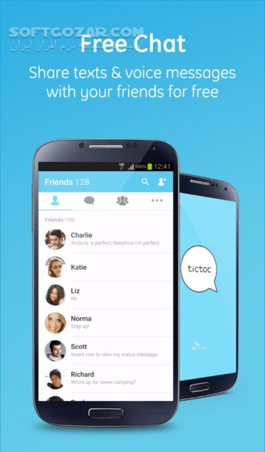 دانلود Tictoc – Free SMS & Text 4.0.15 for Android +2.2 - دانلود پیام رسان پرسرعت تیک تاک برای اندروید - سافت گذر